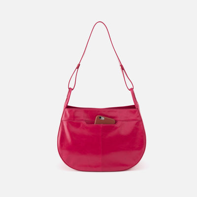 Arla Shoulder Bag in Polished Leather - Fuchsia
