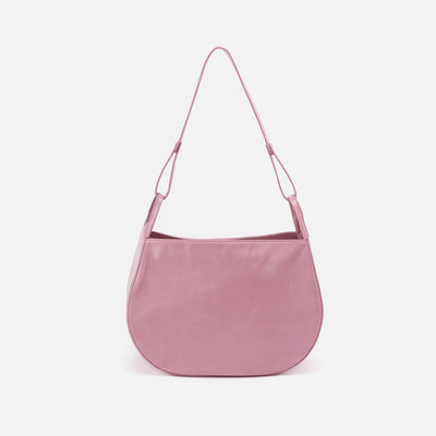 Arla Shoulder Bag in Polished Leather - Lilac Rose