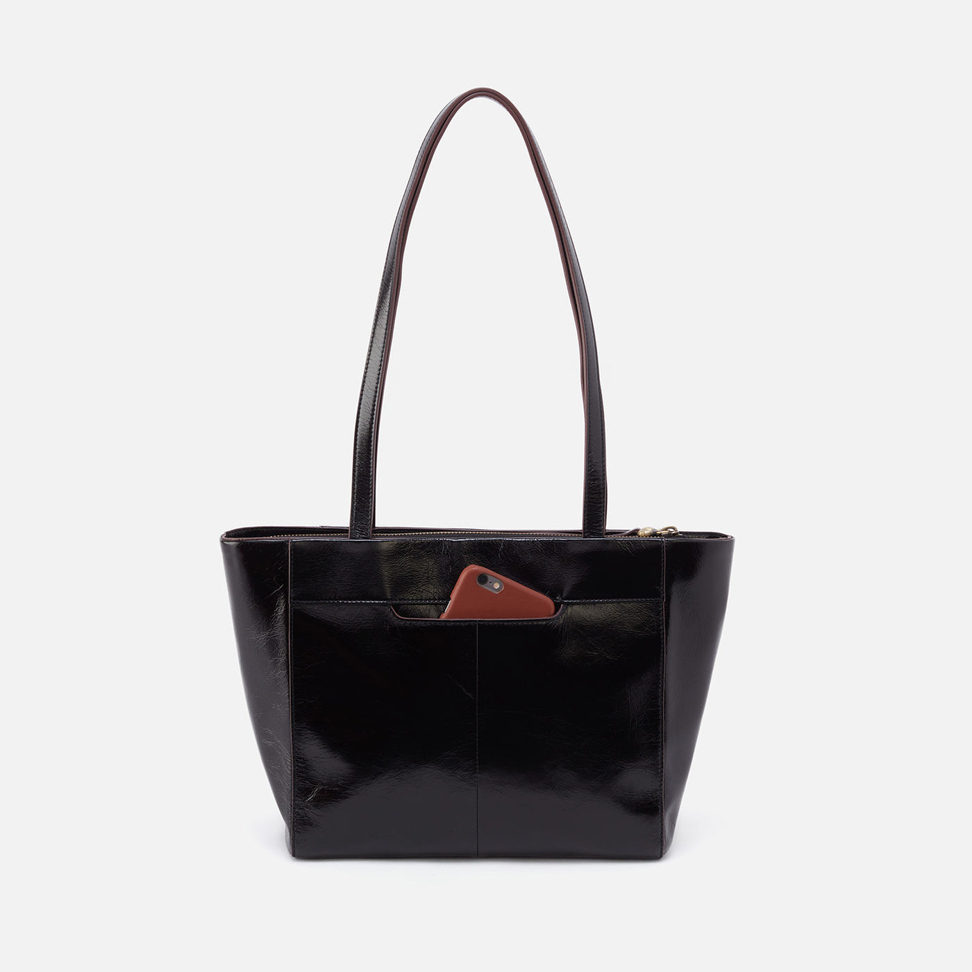 Haven Tote in Polished Leather - Black