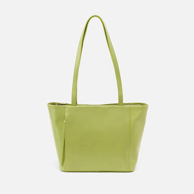 Haven Tote in Polished Leather - Celery
