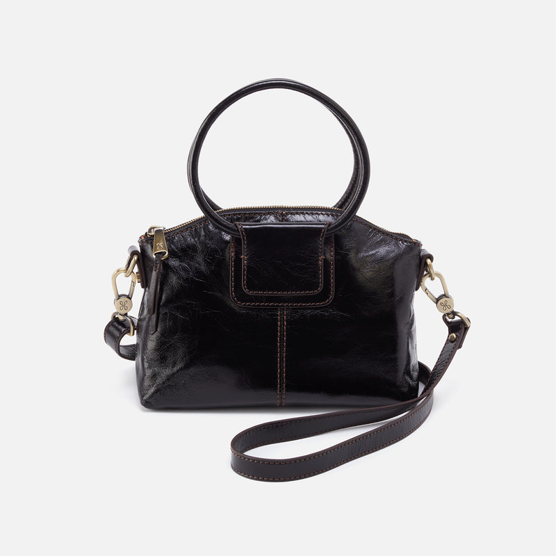 Sheila Top Zip Crossbody in Polished Leather - Black