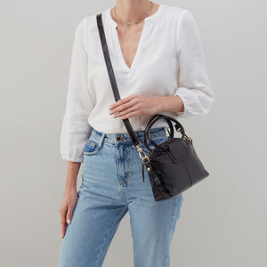 Sheila Top Zip Crossbody in Polished Leather - Black