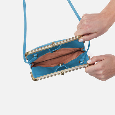 Lauren Crossbody in Polished Leather - Tranquil Blue