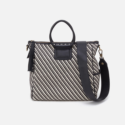 Sheila Large Satchel in Artisan Weave - Black and White